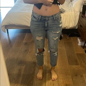 Distressed Blue Jeans